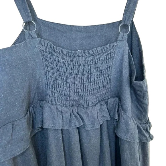 2/$30 Altar’d State Linen Size Medium Mini Dress Ruffled Straps - Picture 3 of 9